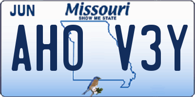 MO license plate AH0V3Y