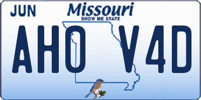 MO license plate AH0V4D
