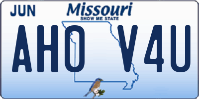 MO license plate AH0V4U