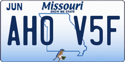 MO license plate AH0V5F