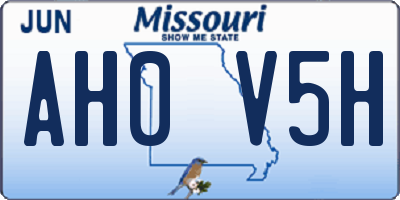 MO license plate AH0V5H