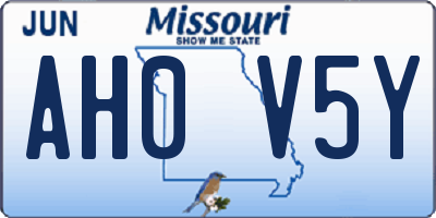MO license plate AH0V5Y