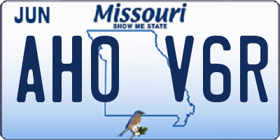 MO license plate AH0V6R