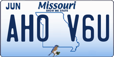 MO license plate AH0V6U