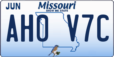 MO license plate AH0V7C