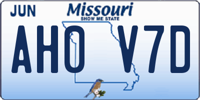 MO license plate AH0V7D