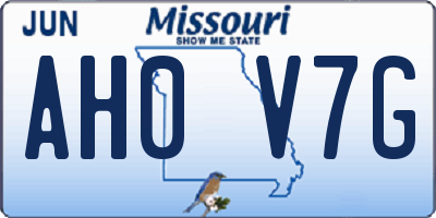 MO license plate AH0V7G