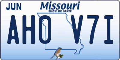 MO license plate AH0V7I