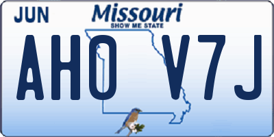 MO license plate AH0V7J