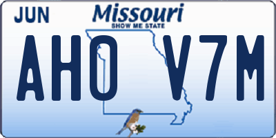 MO license plate AH0V7M