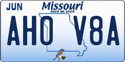 MO license plate AH0V8A