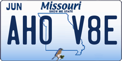 MO license plate AH0V8E