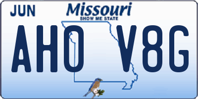 MO license plate AH0V8G