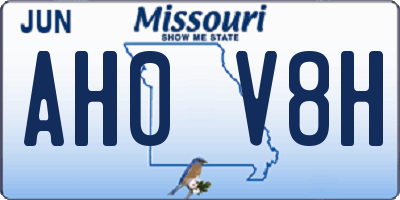 MO license plate AH0V8H