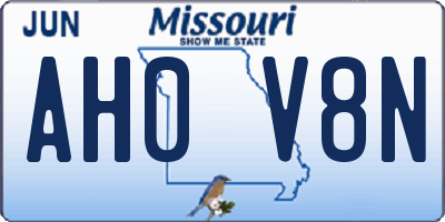 MO license plate AH0V8N