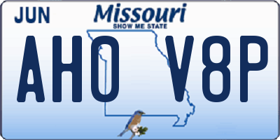 MO license plate AH0V8P