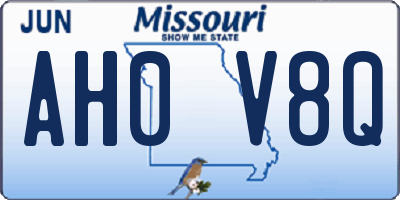 MO license plate AH0V8Q