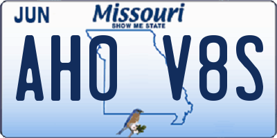 MO license plate AH0V8S