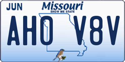 MO license plate AH0V8V