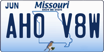 MO license plate AH0V8W