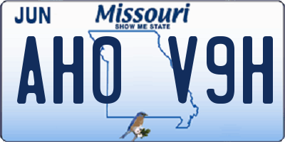 MO license plate AH0V9H