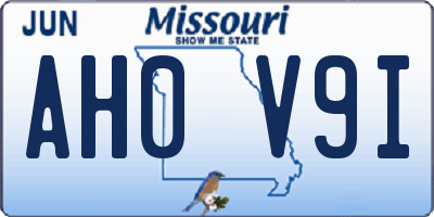 MO license plate AH0V9I