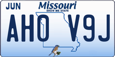 MO license plate AH0V9J