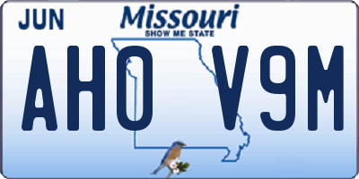 MO license plate AH0V9M