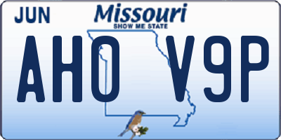 MO license plate AH0V9P