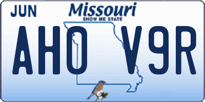 MO license plate AH0V9R