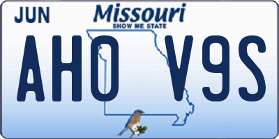 MO license plate AH0V9S