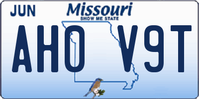 MO license plate AH0V9T