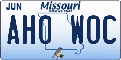 MO license plate AH0W0C