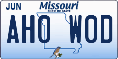 MO license plate AH0W0D