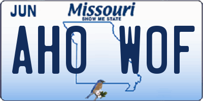 MO license plate AH0W0F