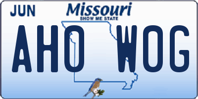 MO license plate AH0W0G