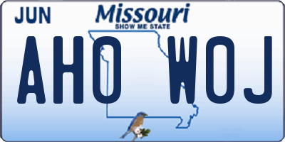 MO license plate AH0W0J