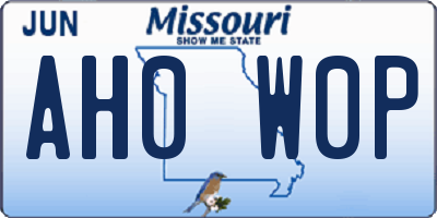 MO license plate AH0W0P