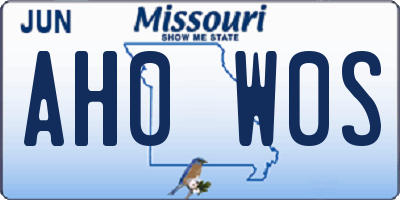 MO license plate AH0W0S