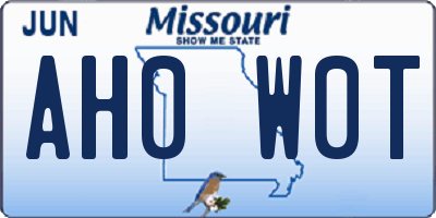 MO license plate AH0W0T