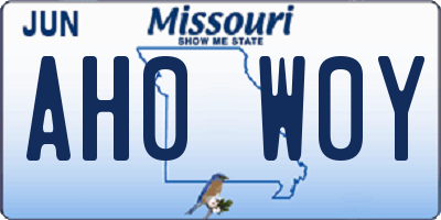 MO license plate AH0W0Y