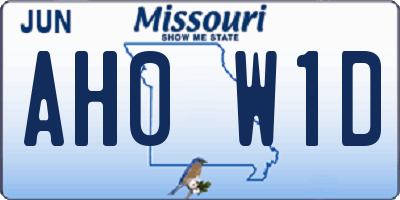 MO license plate AH0W1D