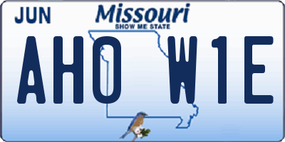 MO license plate AH0W1E