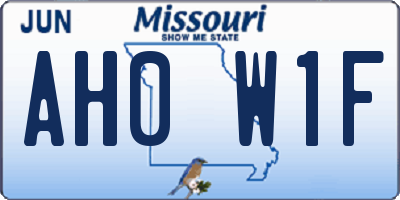 MO license plate AH0W1F