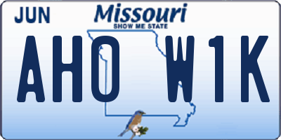 MO license plate AH0W1K