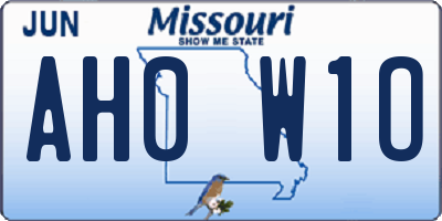 MO license plate AH0W1O