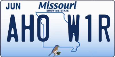 MO license plate AH0W1R