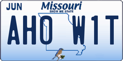 MO license plate AH0W1T