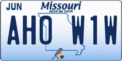 MO license plate AH0W1W