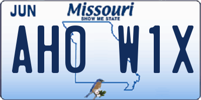 MO license plate AH0W1X